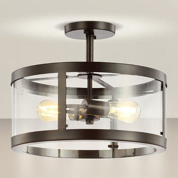 Herndon 15" Iron/Glass Modern LED Flush Mount - JONATHAN Y